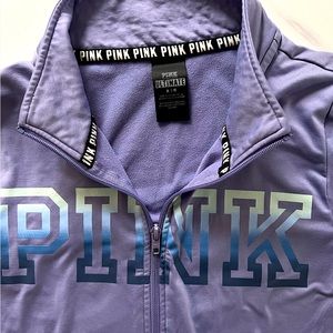 (M) PINK VICTORIAS SECRET WOMENS PURPLE LILAC 1/4 Zip Pullover Fitted Athletic